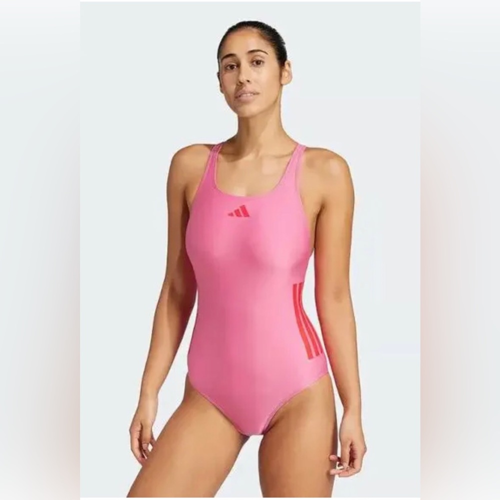 Adidas Women's 3s Bold pulse magenta one piece swimsuit size 12 brand new